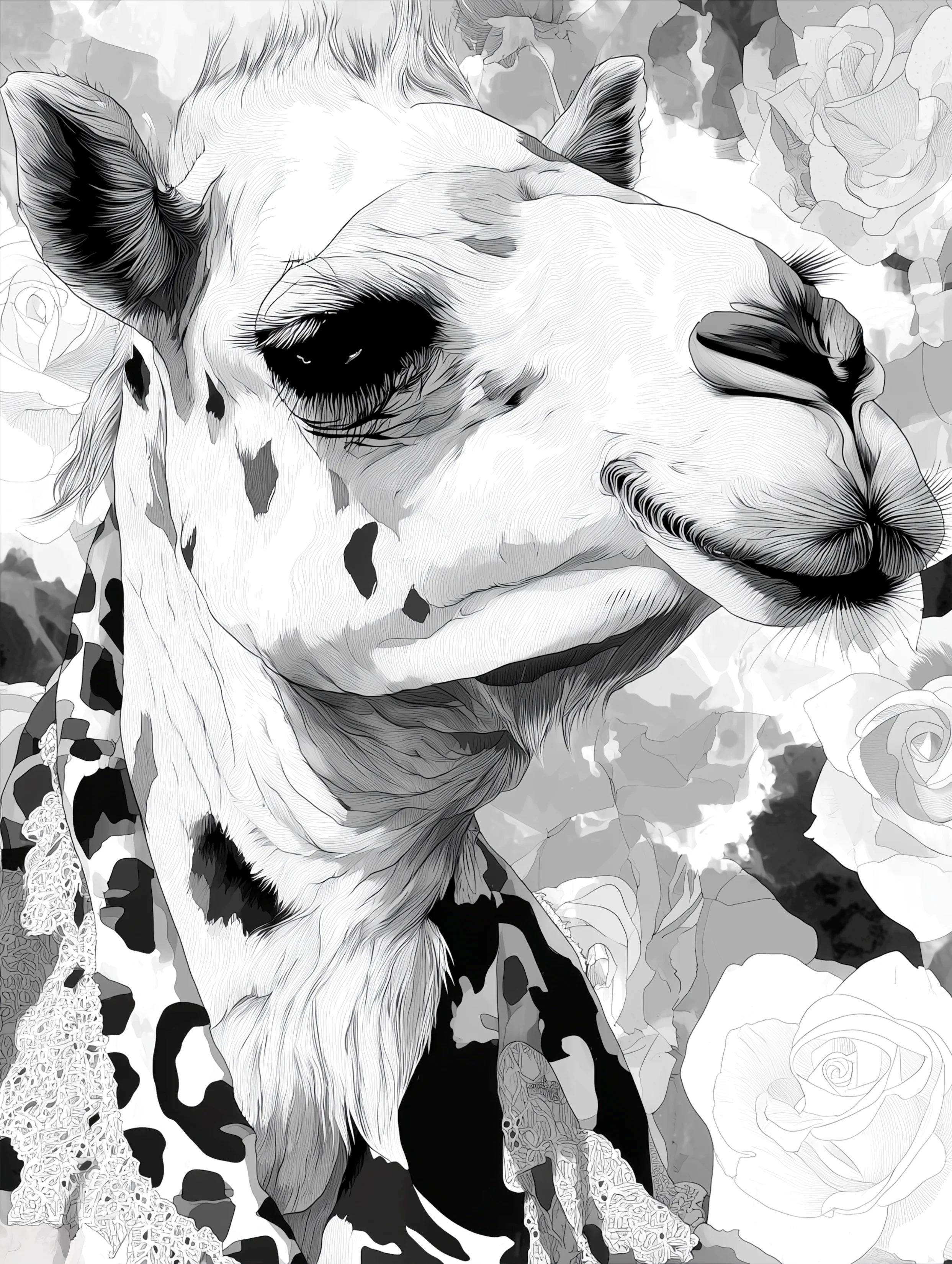 Free printable camel coloring page for adults featuring face of a camel coloring page